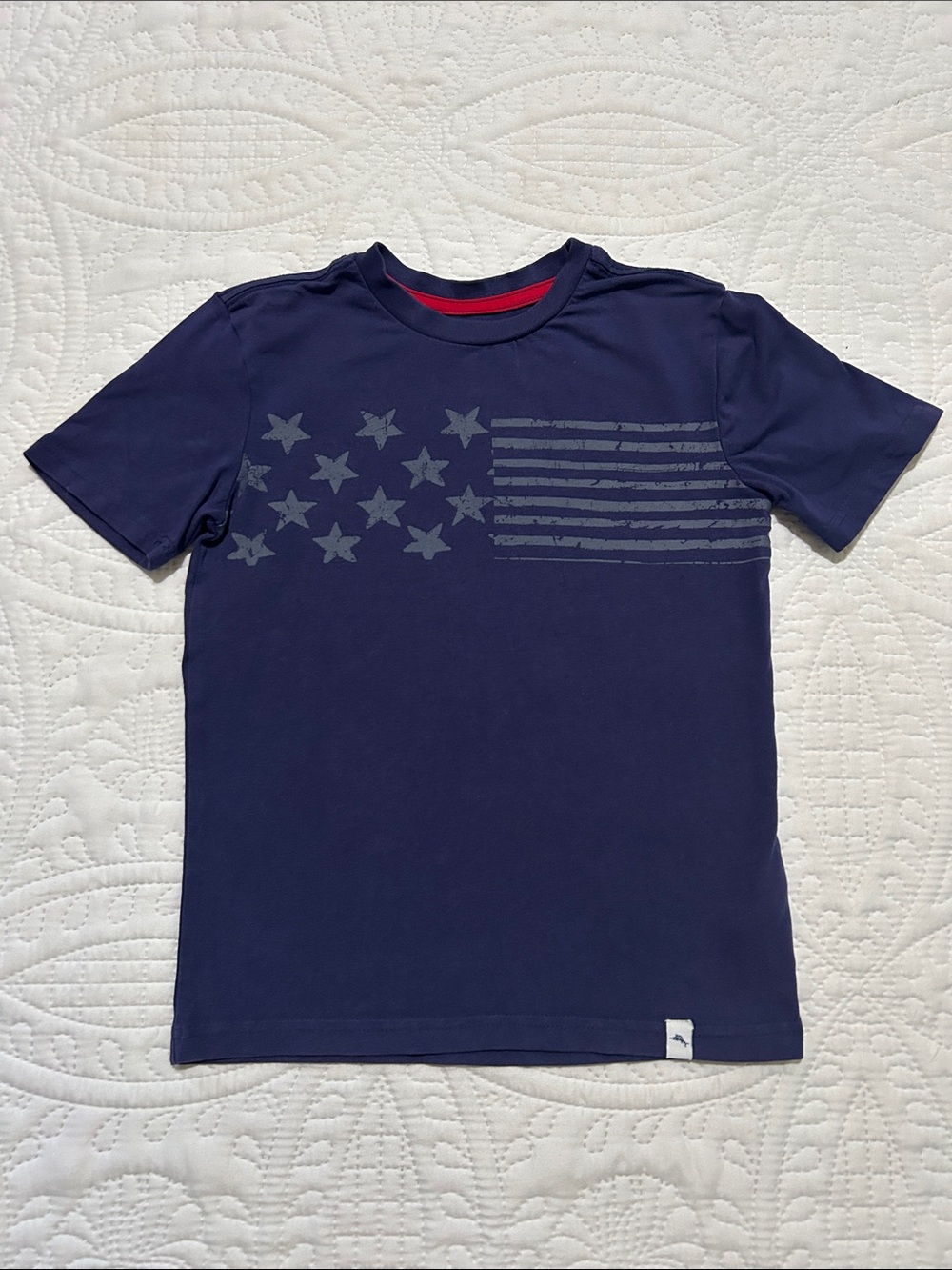 Tommy Bahama Boys Navy Short-Sleeve Flag Tee Sz: S (5/6)